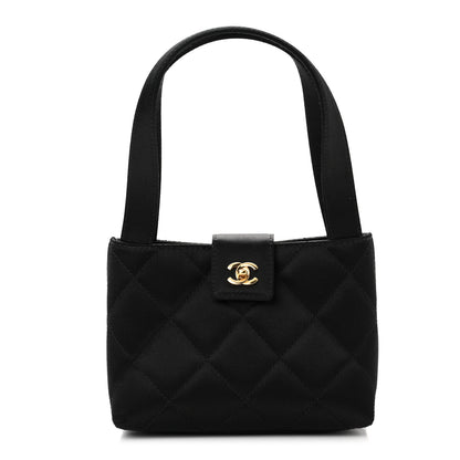 Chanel Satin Quilted Mini Shoulder Bag Black 1 of 9