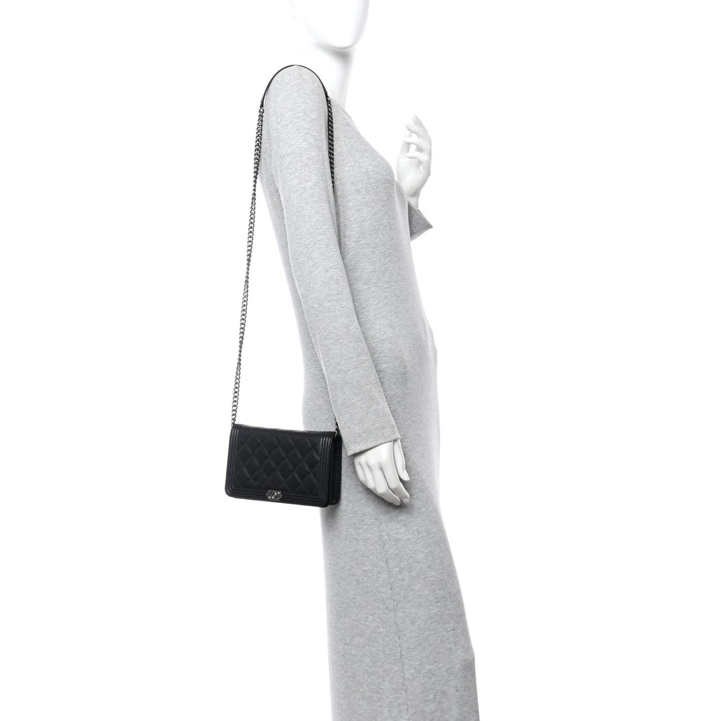 Caviar Quilted Boy Wallet On Chain WOC Black