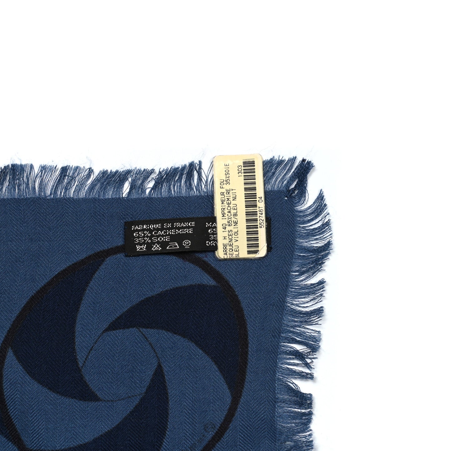 Cashmere Silk Imprimeur Fou Sequences Shawl 140 Bleu Violine Bleu Nuit