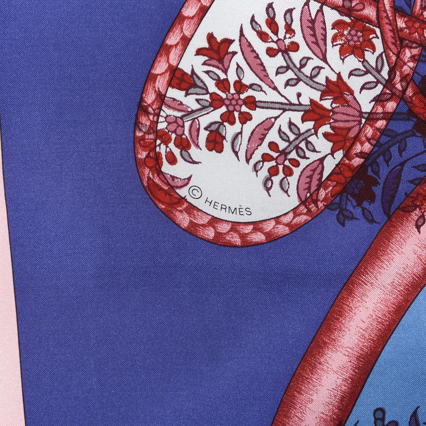 Silk Coup de Fouet Scarf 140 Bleu Rose Gris