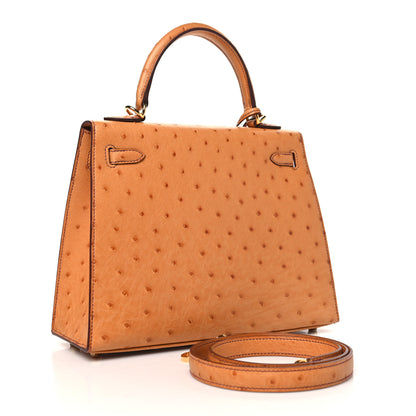 Hermes Ostrich Kelly Sellier 25 Gold 3 of 11