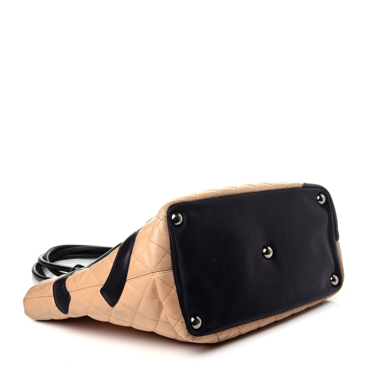 Chanel Calfskin Quilted Large Cambon Tote Beige Black 4 of 13