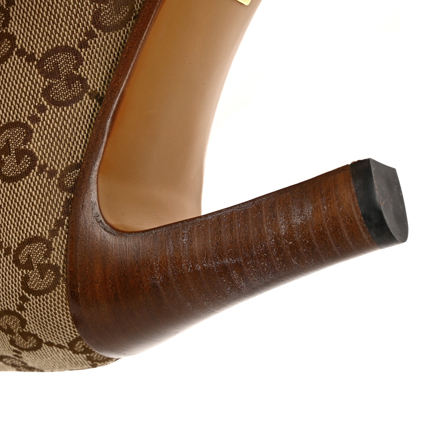 Gucci Monogram Malaga Kid Lisa Mid Heel Boots 38.5 Beige Ebony 10 of 10