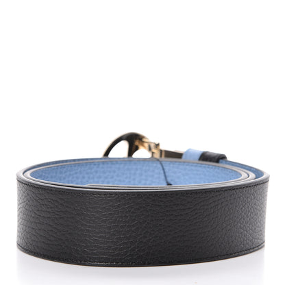 Gucci Dollar Calfskin 1973 Reversible Belt 90 36 Black Mineral Blue 3 of 6