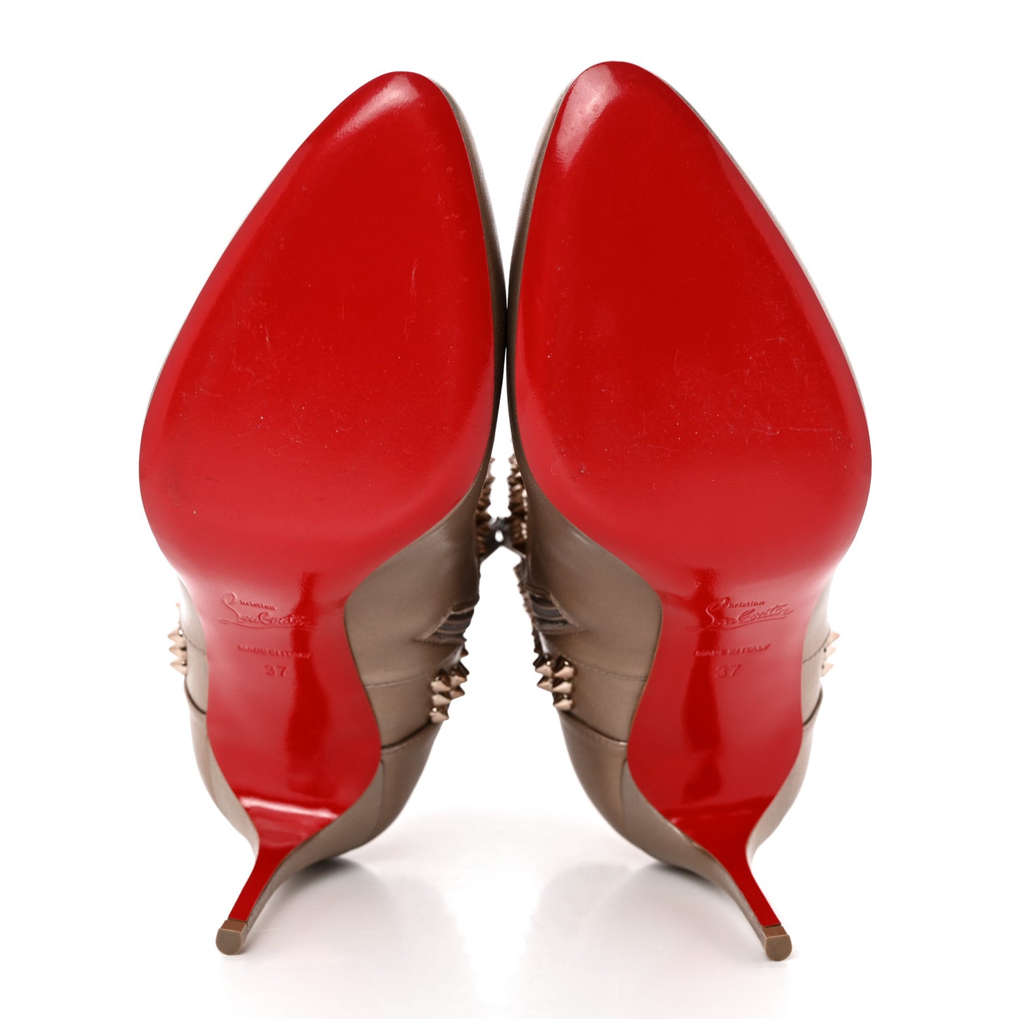 Calfskin Perle Spiked Hongroise 85 Ankle Boots 37 Colombe