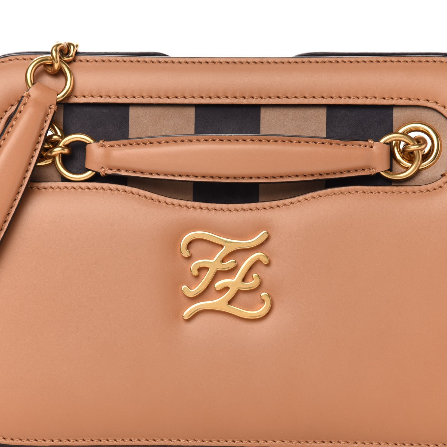 Fendi Vitello King Nubuck Pequin Karligraphy Pocket Shoulder Bag Biscuit Tobacco Moro 14 of 14