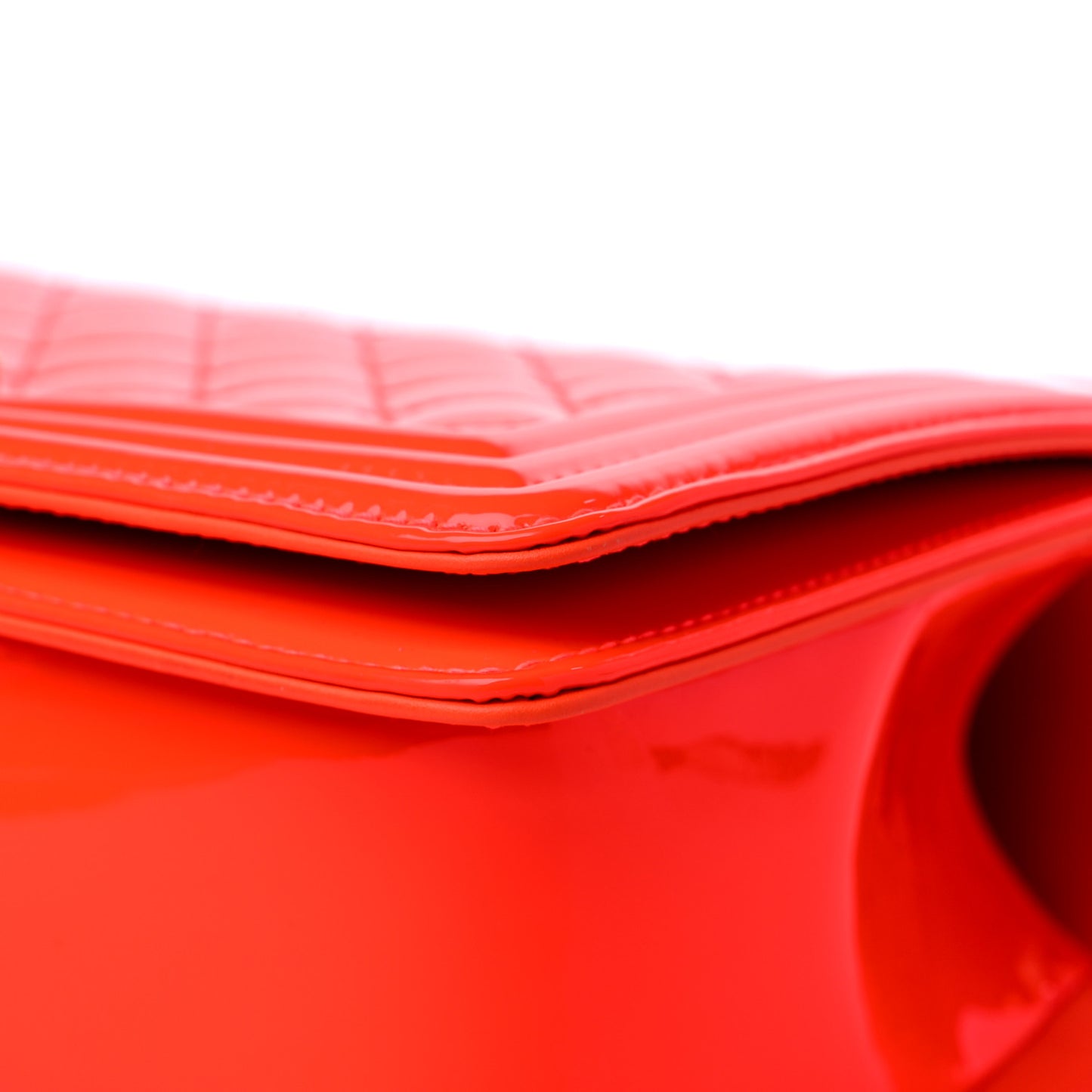 Patent Quilted Medium Boy Flap Orange
