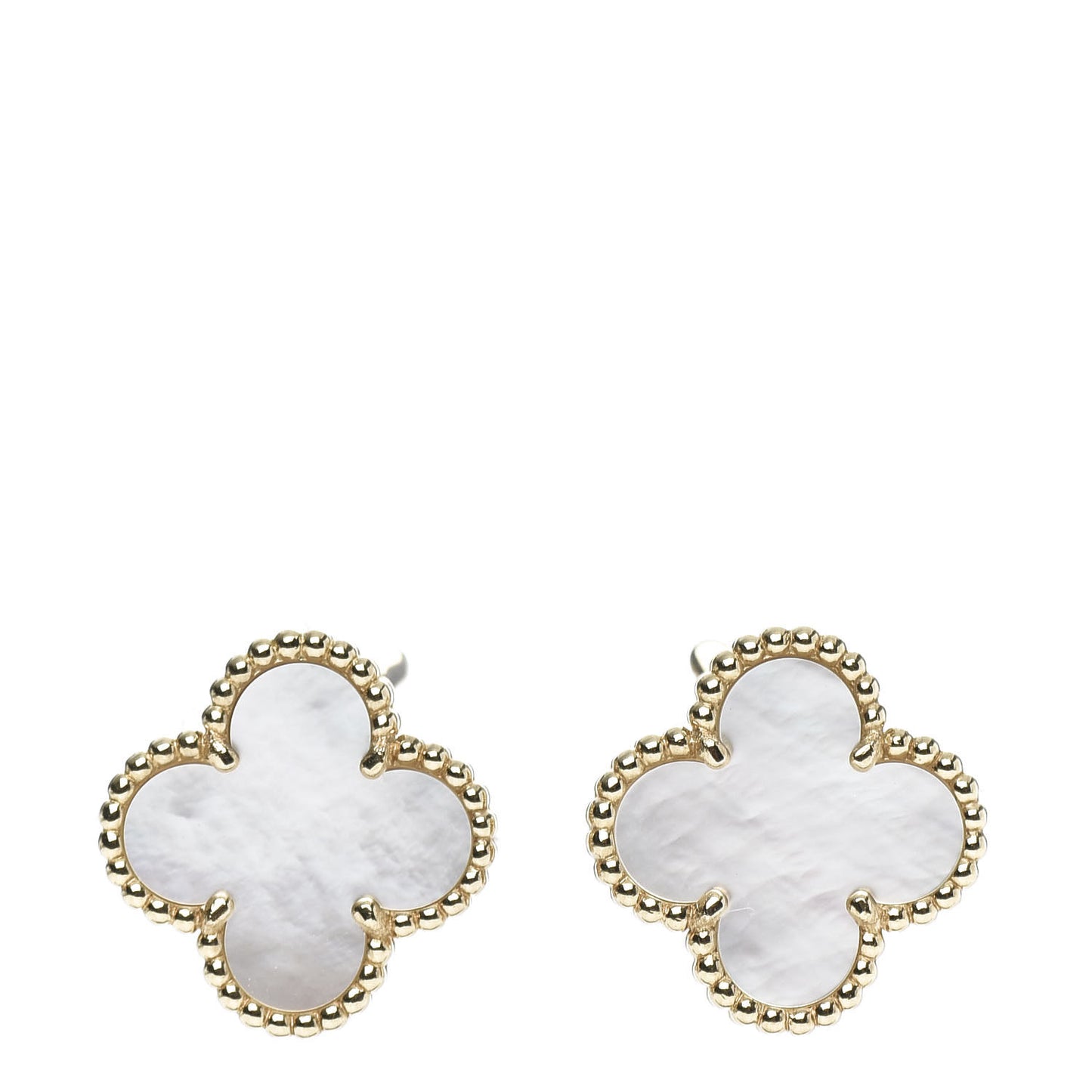 18K Yellow Gold Mother of Pearl Vintage Alhambra Earrings