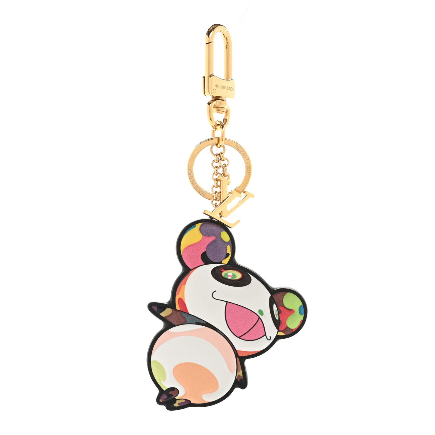 LV x TM Cowhide Monogram Superflat Panda Key Ring Bag Charm Multicolor