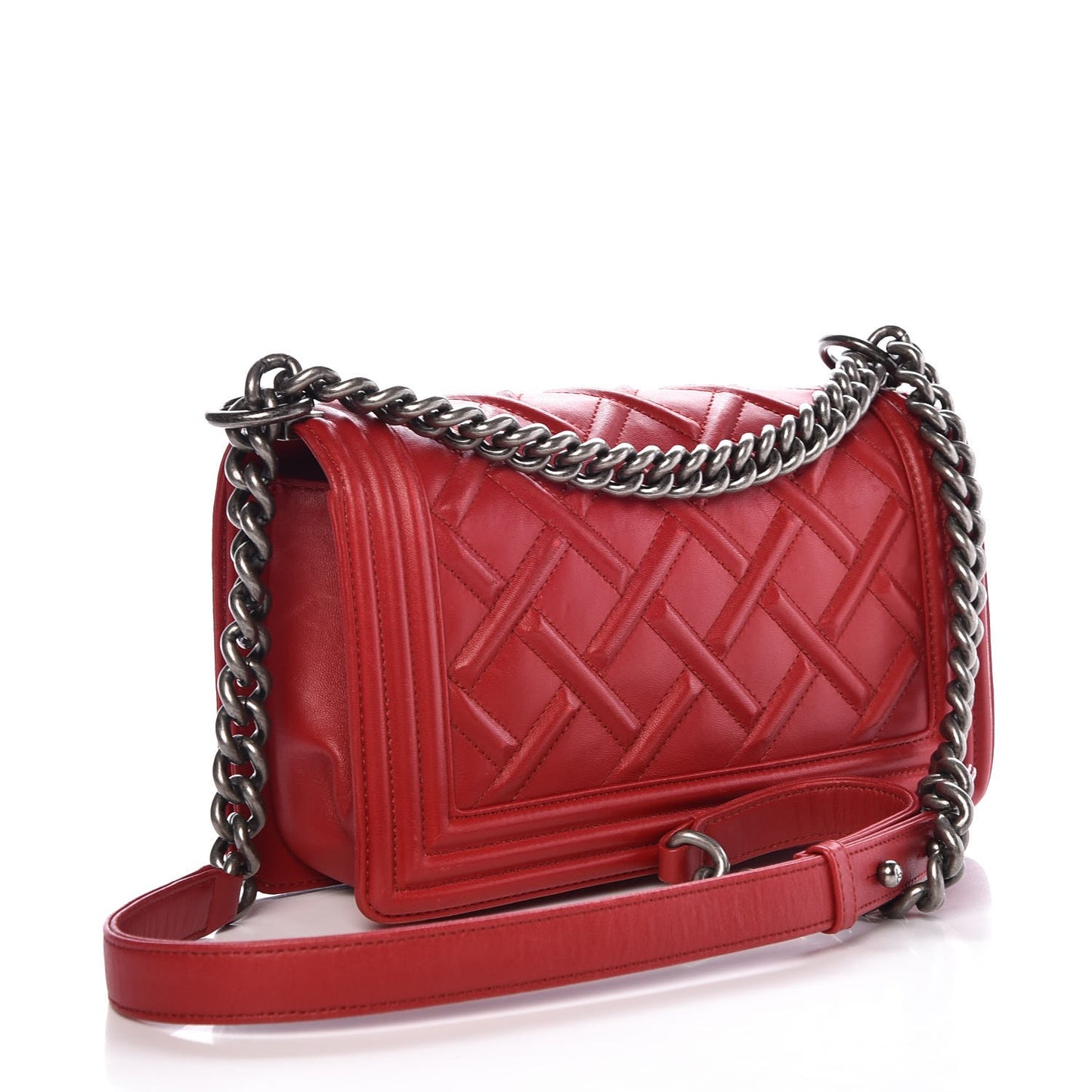 Lambskin Medium Boy Flap Red