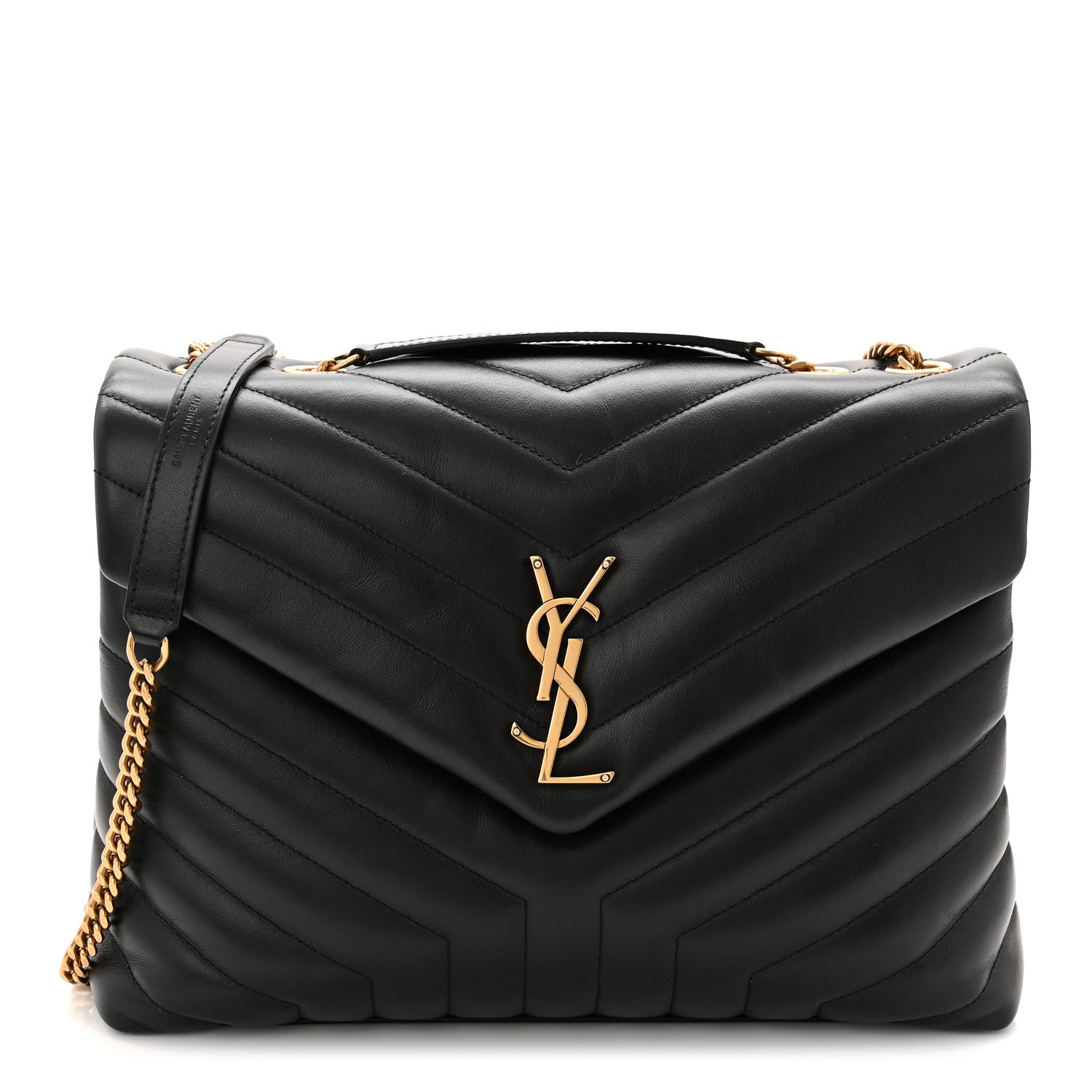 Saint Laurent Calfskin Y Quilted Monogram Medium Loulou Chain Satchel Black 1 of 10