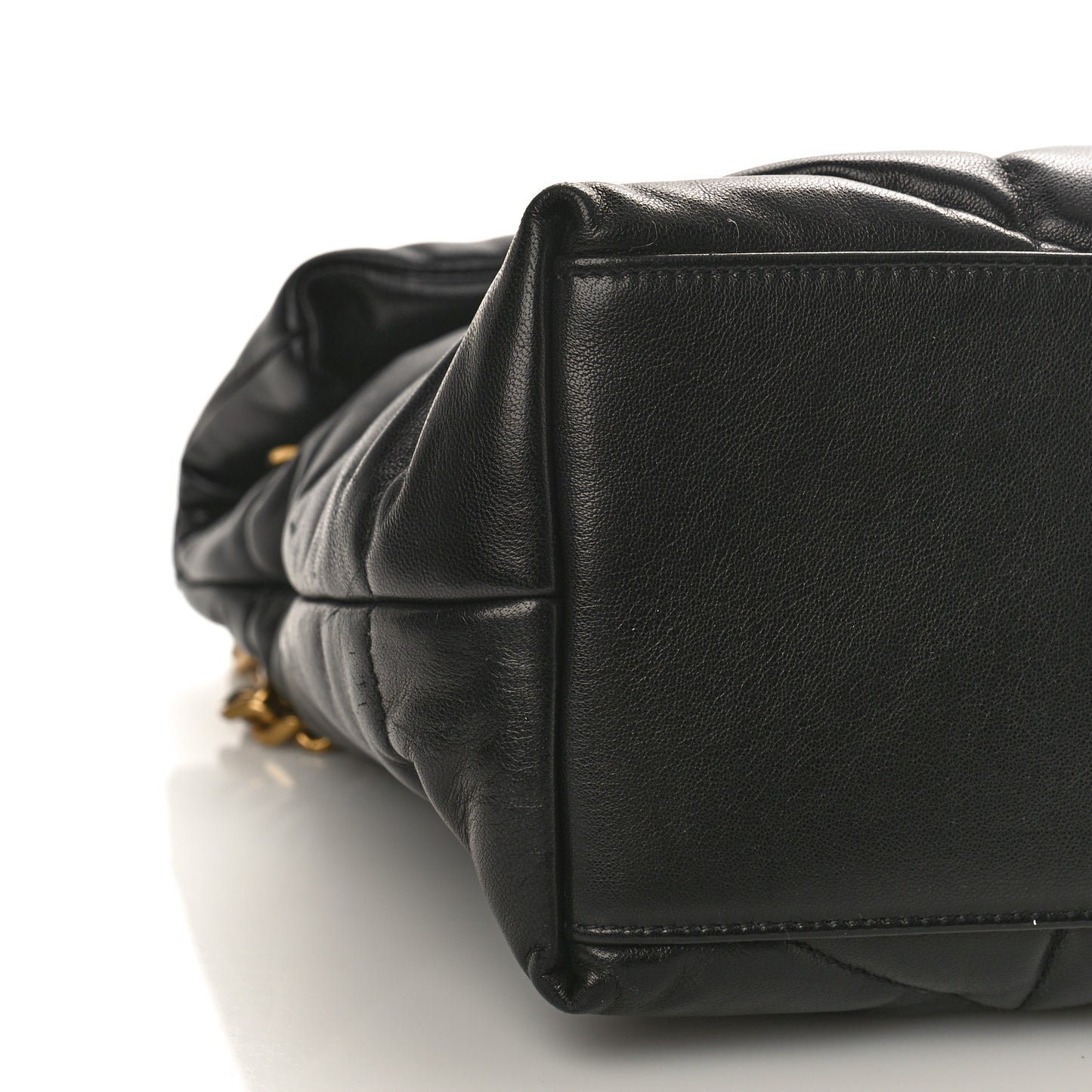 Lambskin Quilted Medium Loulou Puffer Monogram Chain Satchel Black