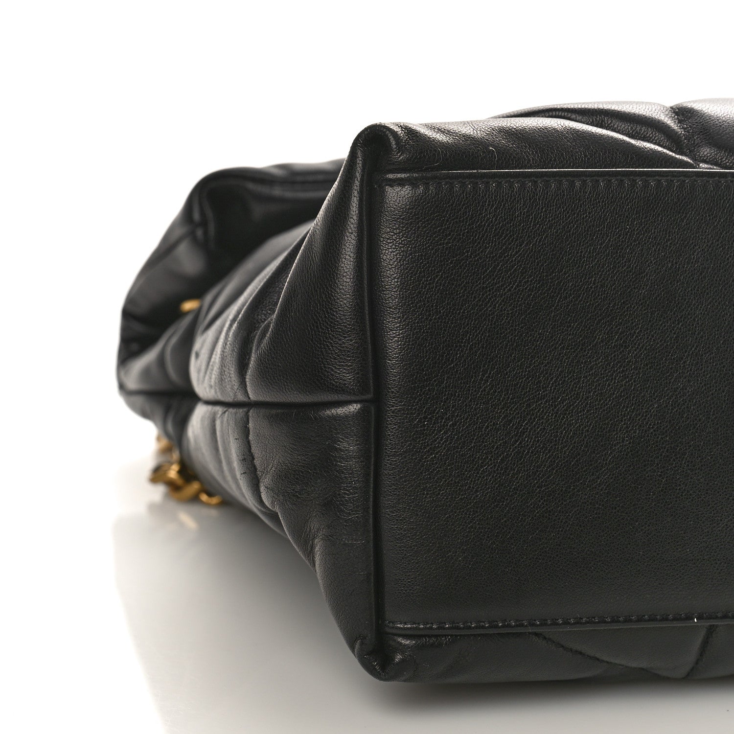 Saint Laurent Lambskin Quilted Medium Loulou Puffer Monogram Chain Satchel Black 7 of 8