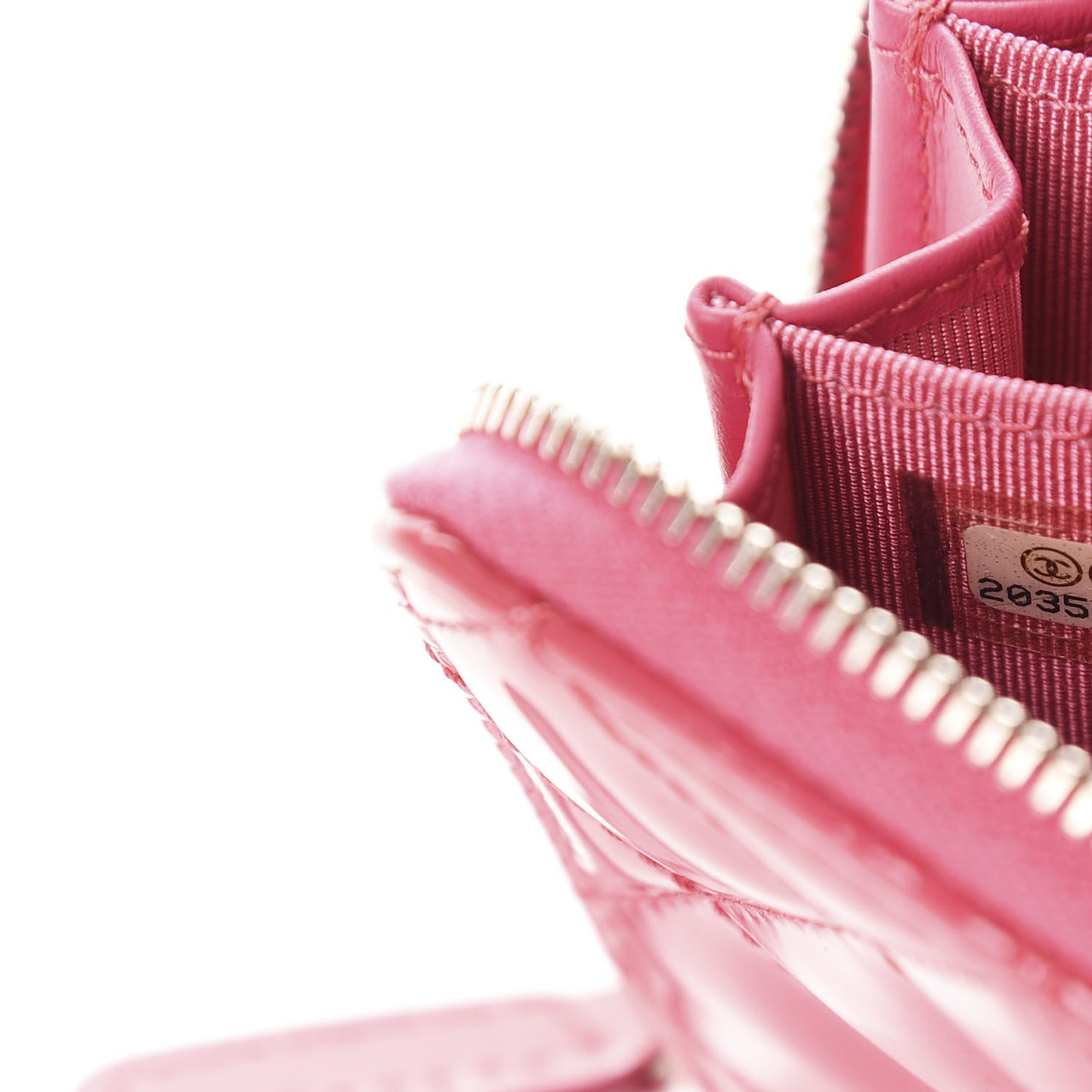 Patent Quilted Small Zip Around Wallet Pink