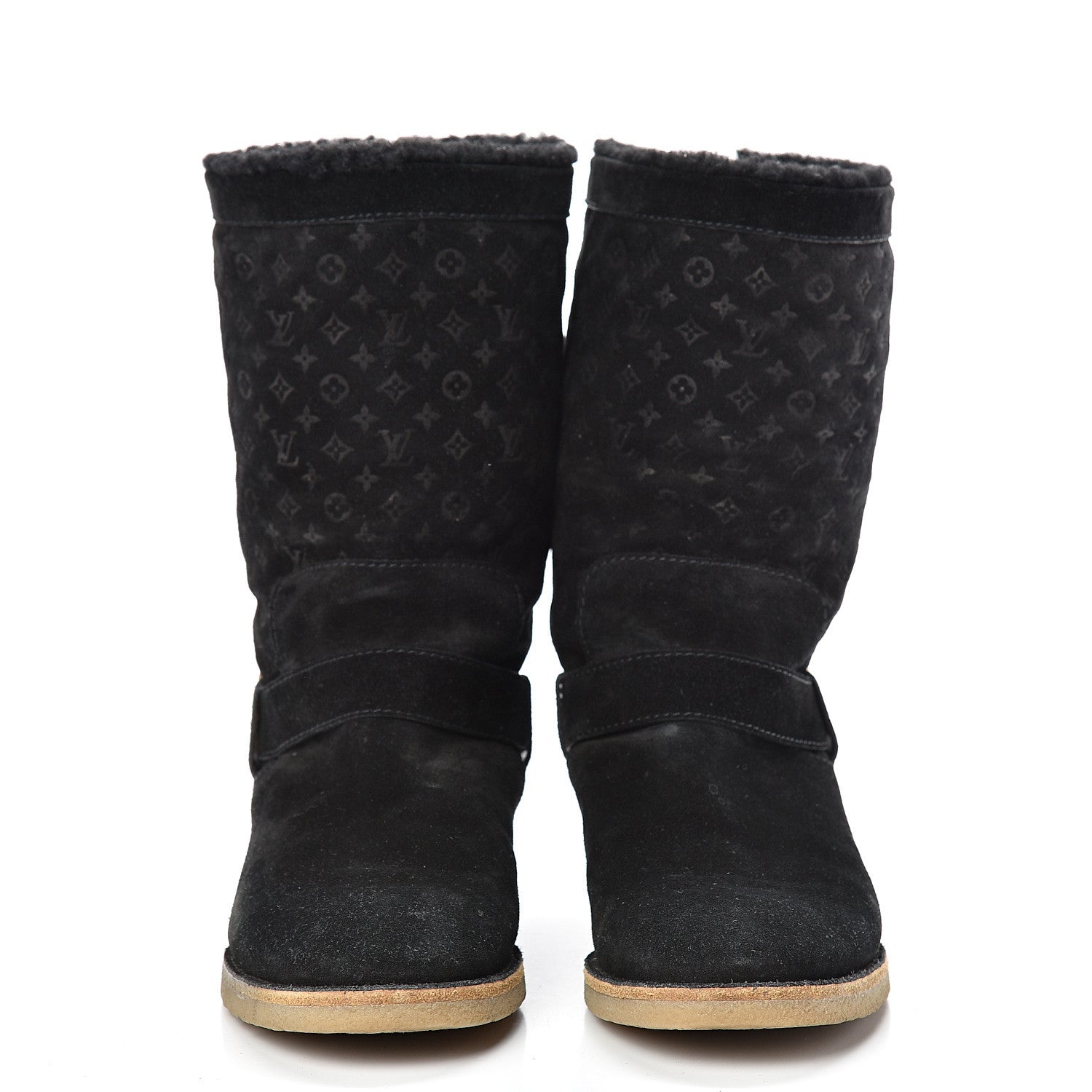 Louis Vuitton Suede Shearling Fauvist Boots 39 Black 2 of 11