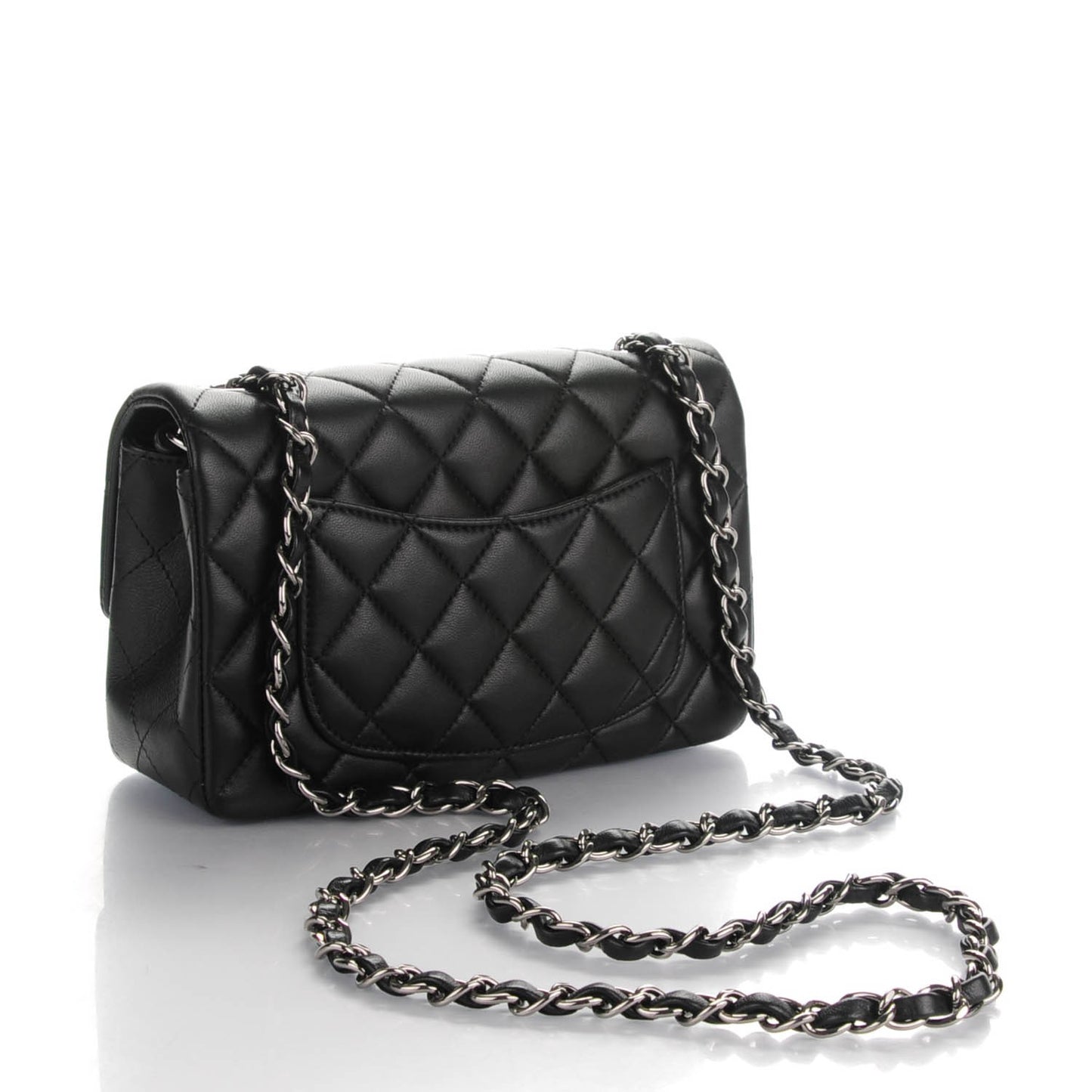 Lambskin Quilted Mini Rectangular Flap Black
