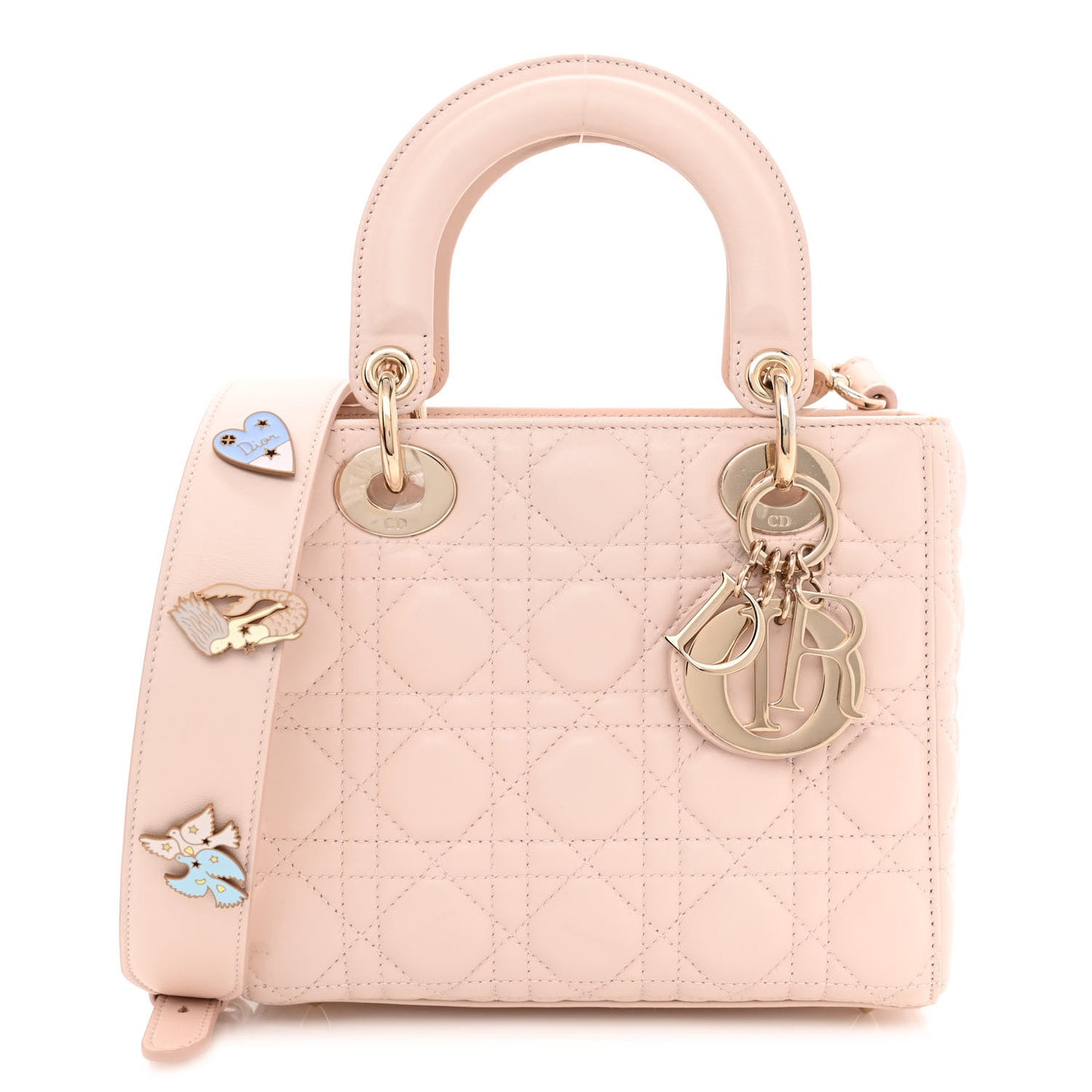 Lambskin Cannage Small Lucky Badges My Lady Dior Pink