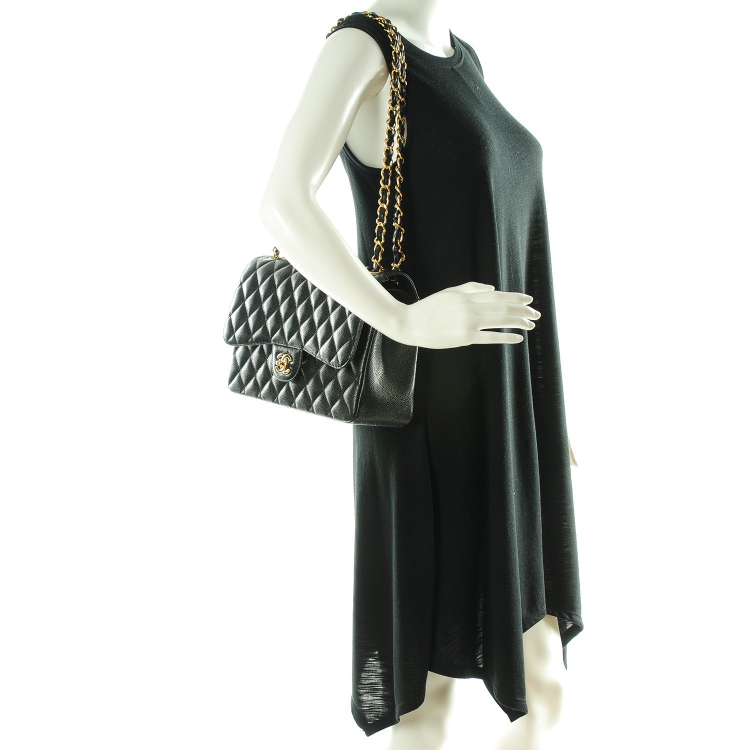 Chanel Caviar Quilted Jumbo Double Flap Black 2 of 8