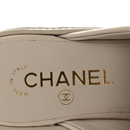 Chanel Lambskin Quilted CC Turnlock Mules 39 Light Grey 8 of 10