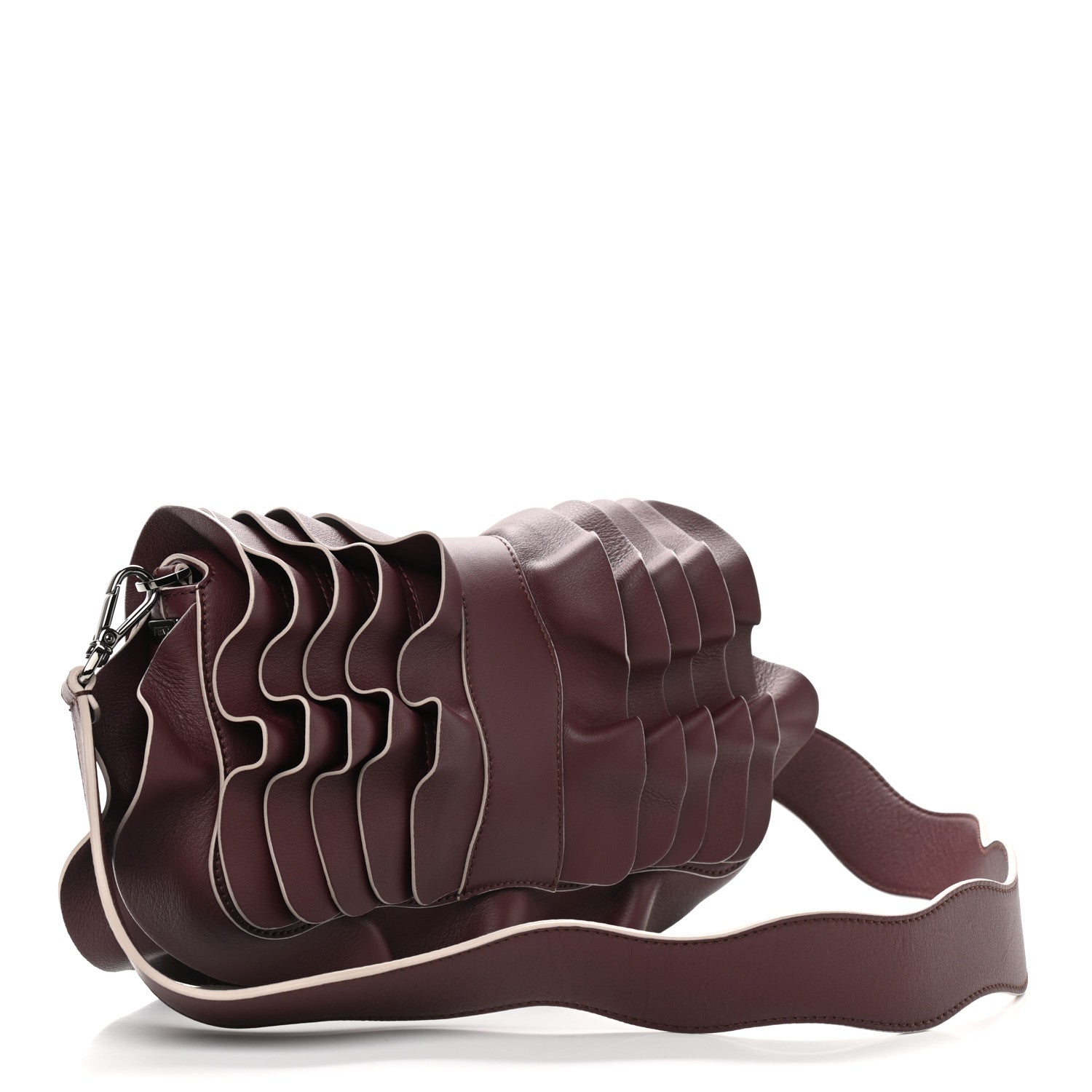 Fendi Vitello Seta Multi Waves Baguette Bordeaux 3 of 10