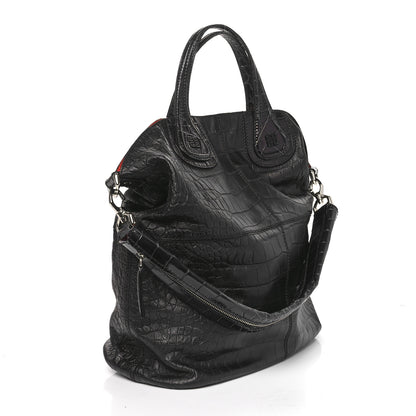 Givenchy Calfskin Crocodile Embossed Nightingale North South Tote Black 2 of 9