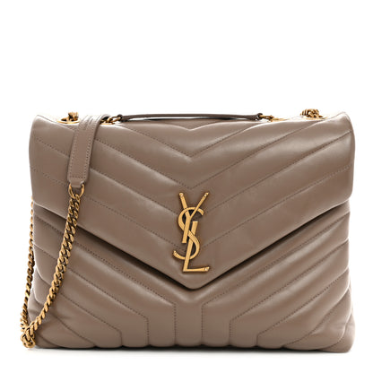 Saint Laurent Calfskin Y Quilted Monogram Medium Loulou Chain Satchel Dark Beige 1 of 11