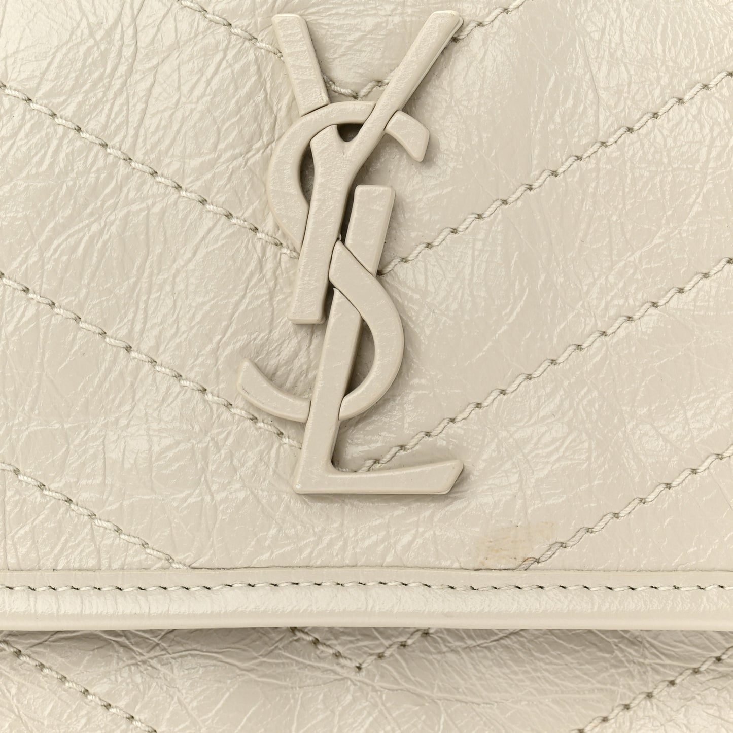 Crinkled Calfskin Matelasse Monogram Medium Niki Chain Satchel Crema Soft
