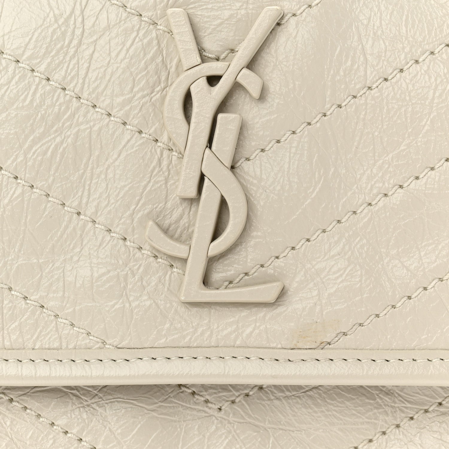 Saint Laurent Crinkled Calfskin Matelasse Monogram Medium Niki Chain Satchel Crema Soft 11 of 11
