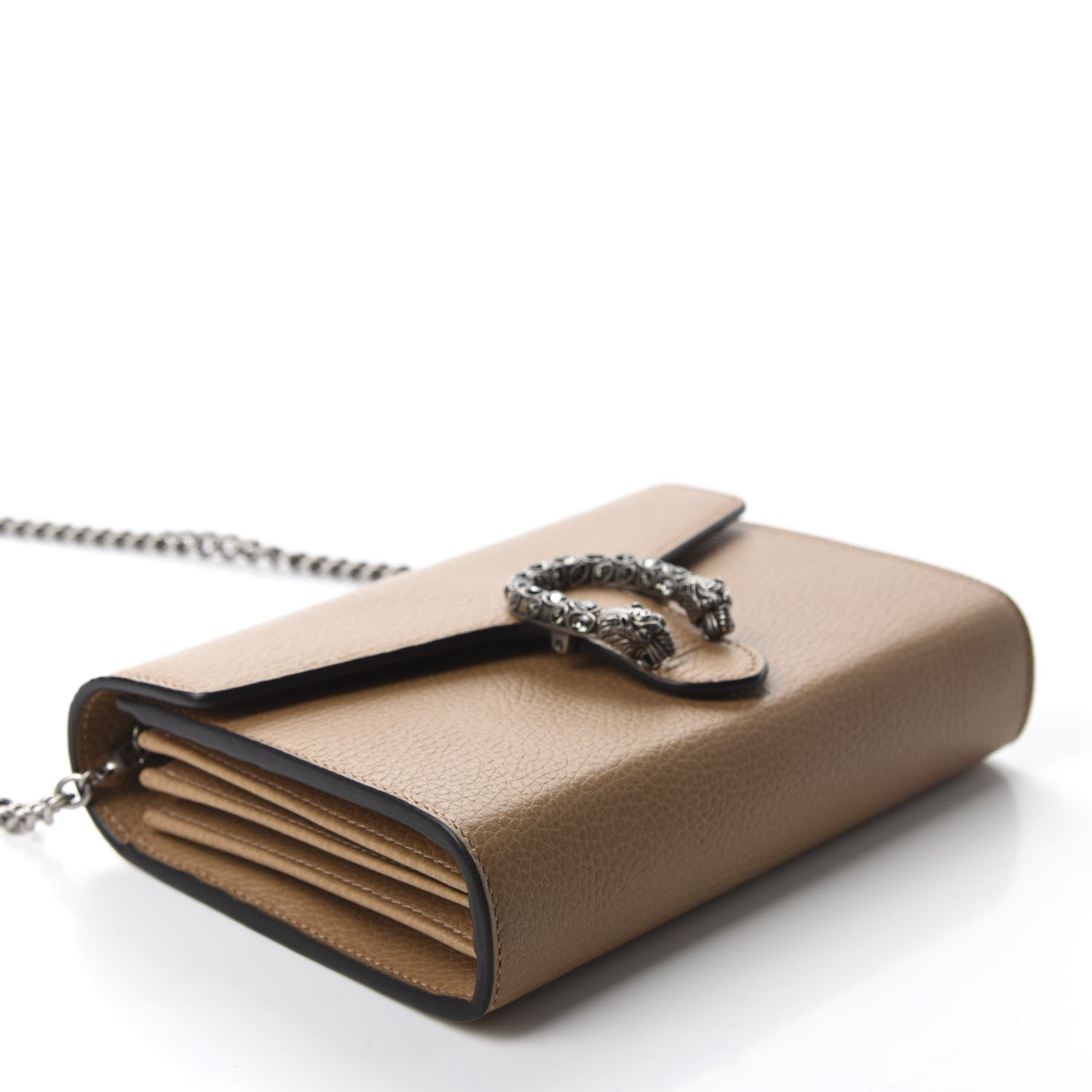 Gucci Dollar Calfskin Crystal Mini Dionysus Chain Wallet Natural Tan Black Diamond 4 of 11
