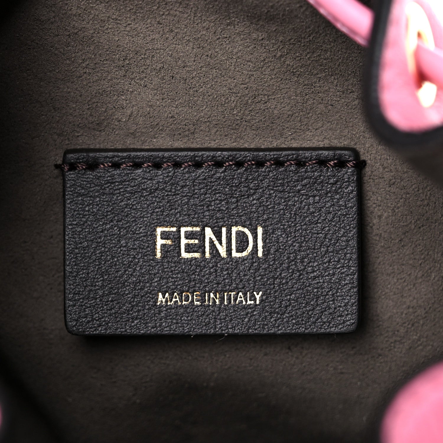 Fendi Raffia Vitello Seta F is Fendi Pequin Gingham Woven Mini Mon Tresor Bucket Bag Military Rosa Lollypop 6 of 10