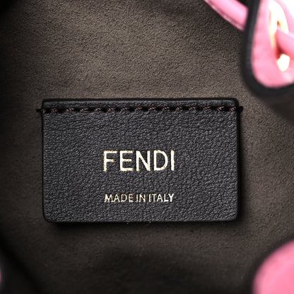 Fendi Raffia Vitello Seta F is Fendi Pequin Gingham Woven Mini Mon Tresor Bucket Bag Military Rosa Lollypop 6 of 10