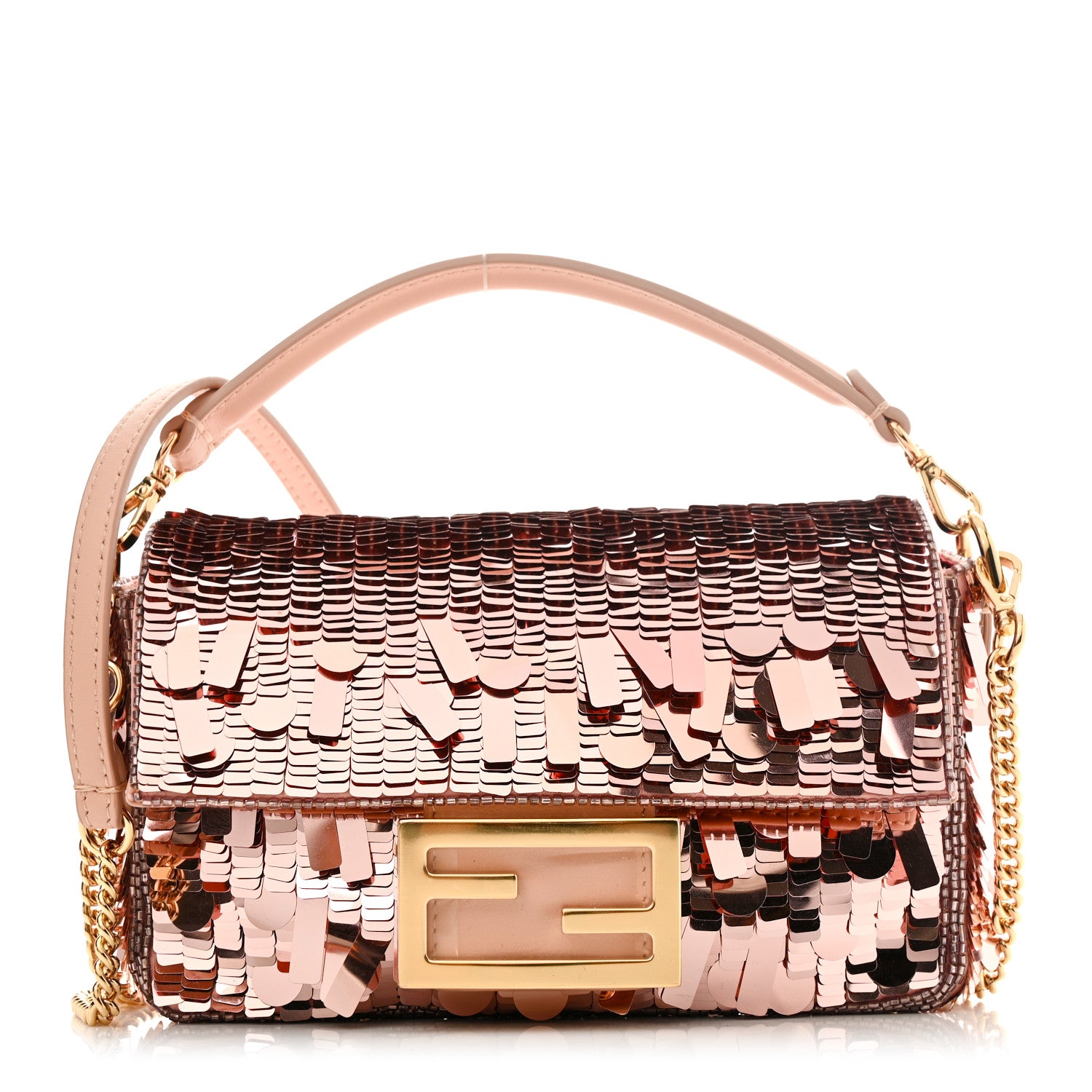 Fendi Sequin Paillettes Vitello Grace Sex and the City Mini Baguette Baby Pink 1 of 15
