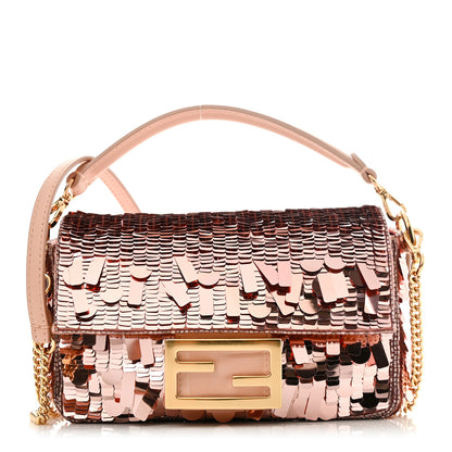 Fendi Sequin Paillettes Vitello Grace Sex and the City Mini Baguette Baby Pink 1 of 15