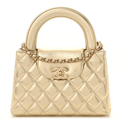 Chanel Metallic Shiny Aged Calfskin Quilted Nano Kelly Shopper Gold 1 of 11