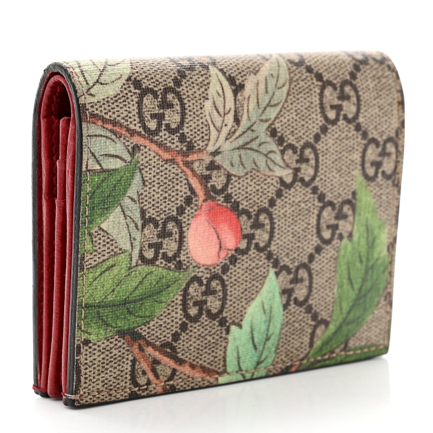 GG Supreme Monogram Tian Card Case Beige Multicolor Red