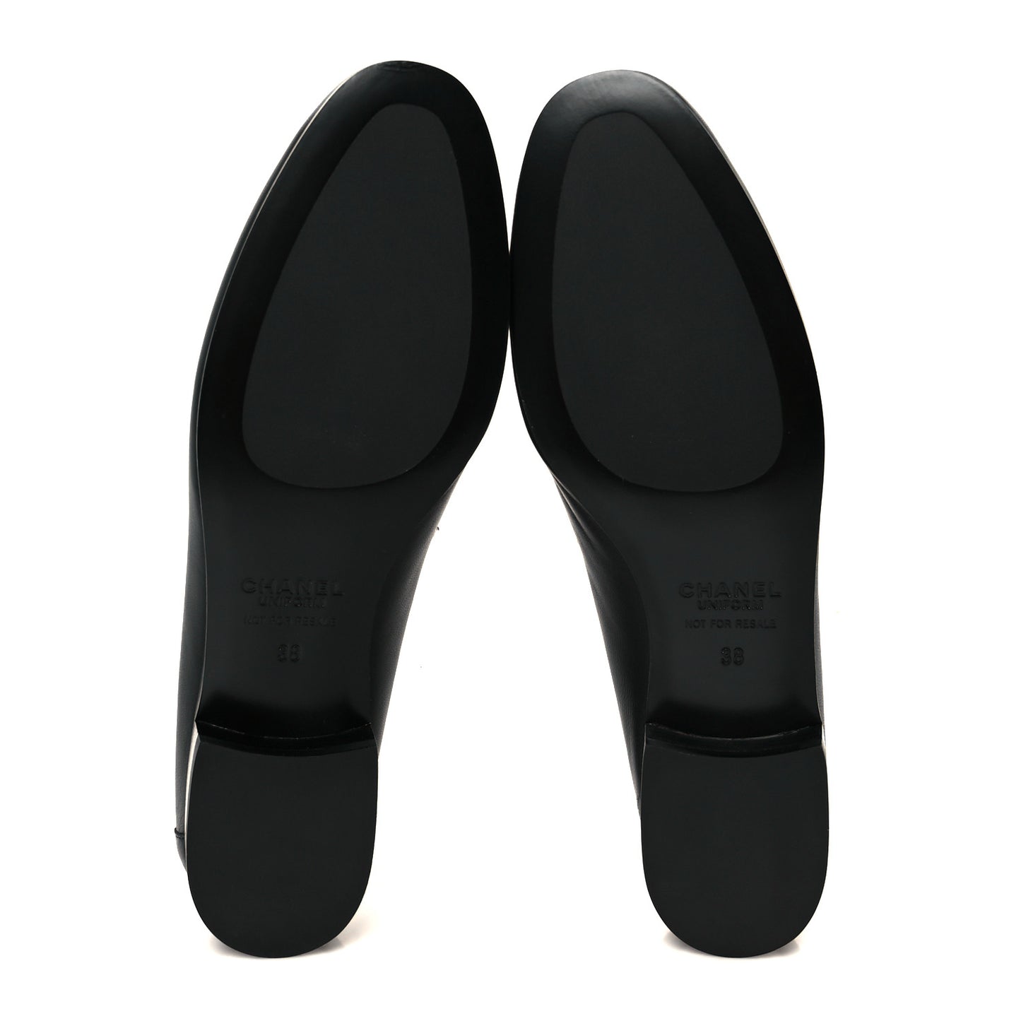 Calfskin Womens Stitched CC Loafers 38 Black