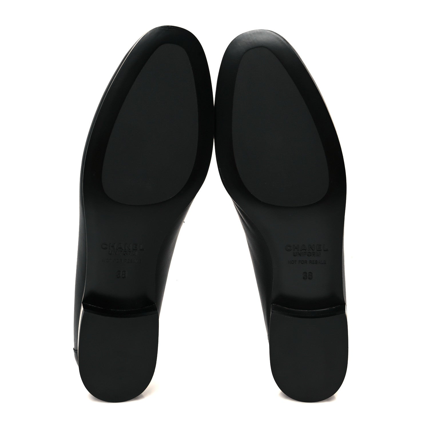 Chanel Calfskin Womens Stitched CC Loafers 38 Black 6 of 10