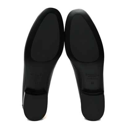 Chanel Calfskin Womens Stitched CC Loafers 38 Black 6 of 10