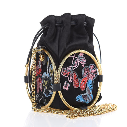 Alexander McQueen Satin Embroidered Drawstring Bag Black 3 of 8