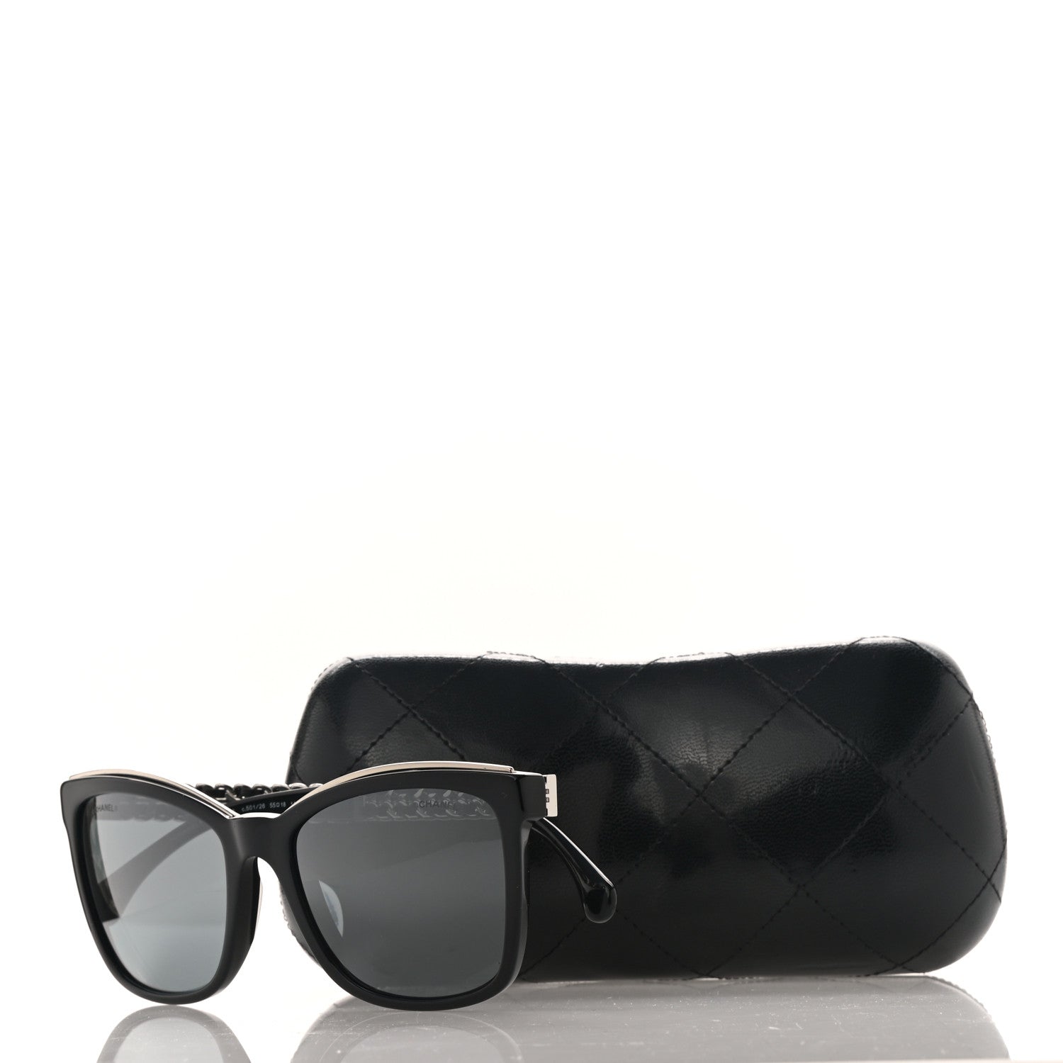 Chanel Calfskin Square Chain Sunglasses 5360-Q-A Black 9 of 9