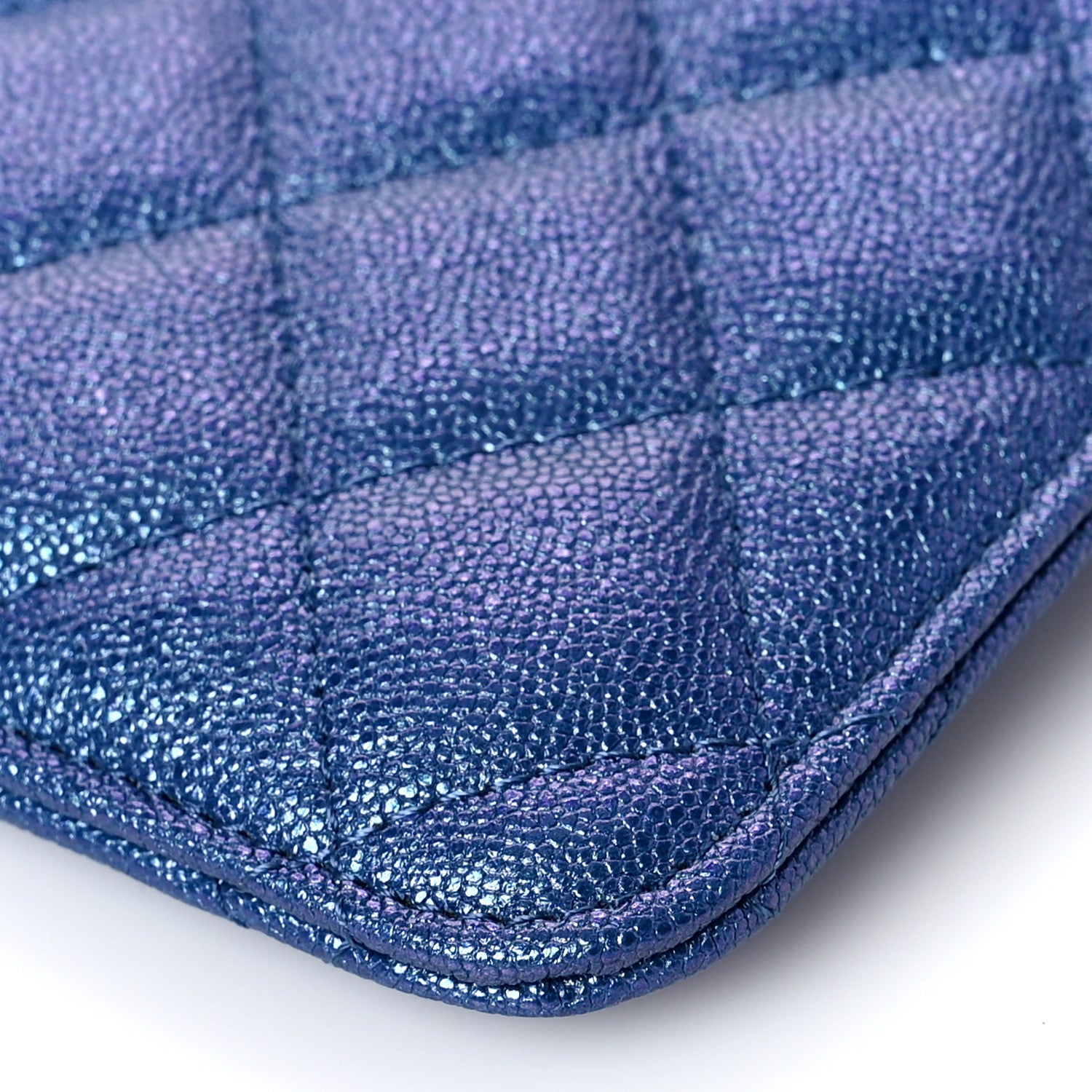 Chanel Iridescent Caviar Quilted Classic Strap Pouch Dark Blue 10 of 10