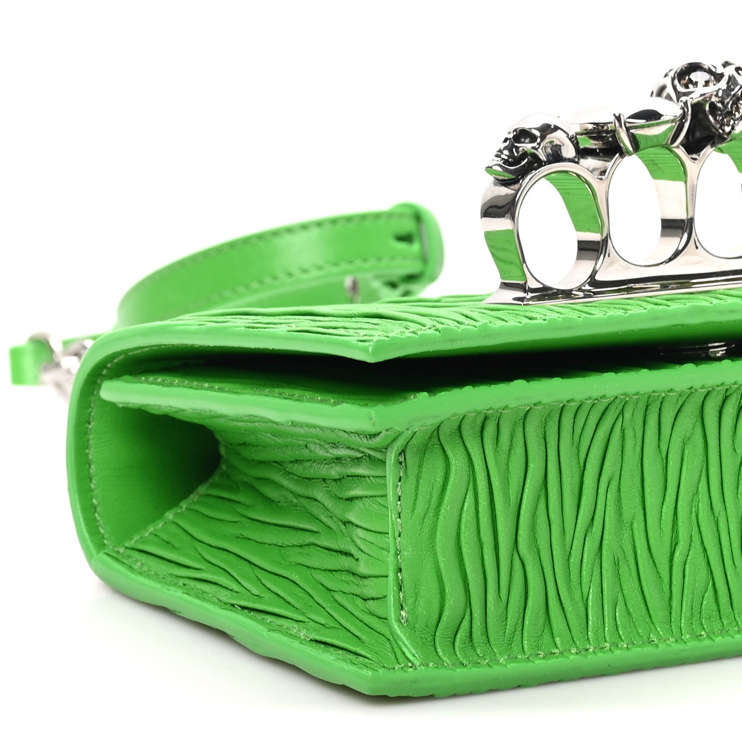 Alexander McQueen Lambskin Pleated Knuckle Shoulder Bag Green 7 of 8