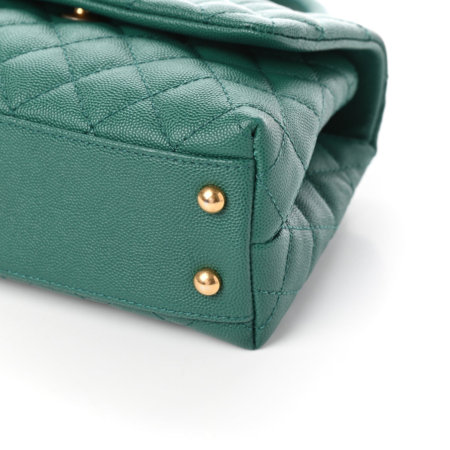 Caviar Quilted Mini Coco Handle Flap Green