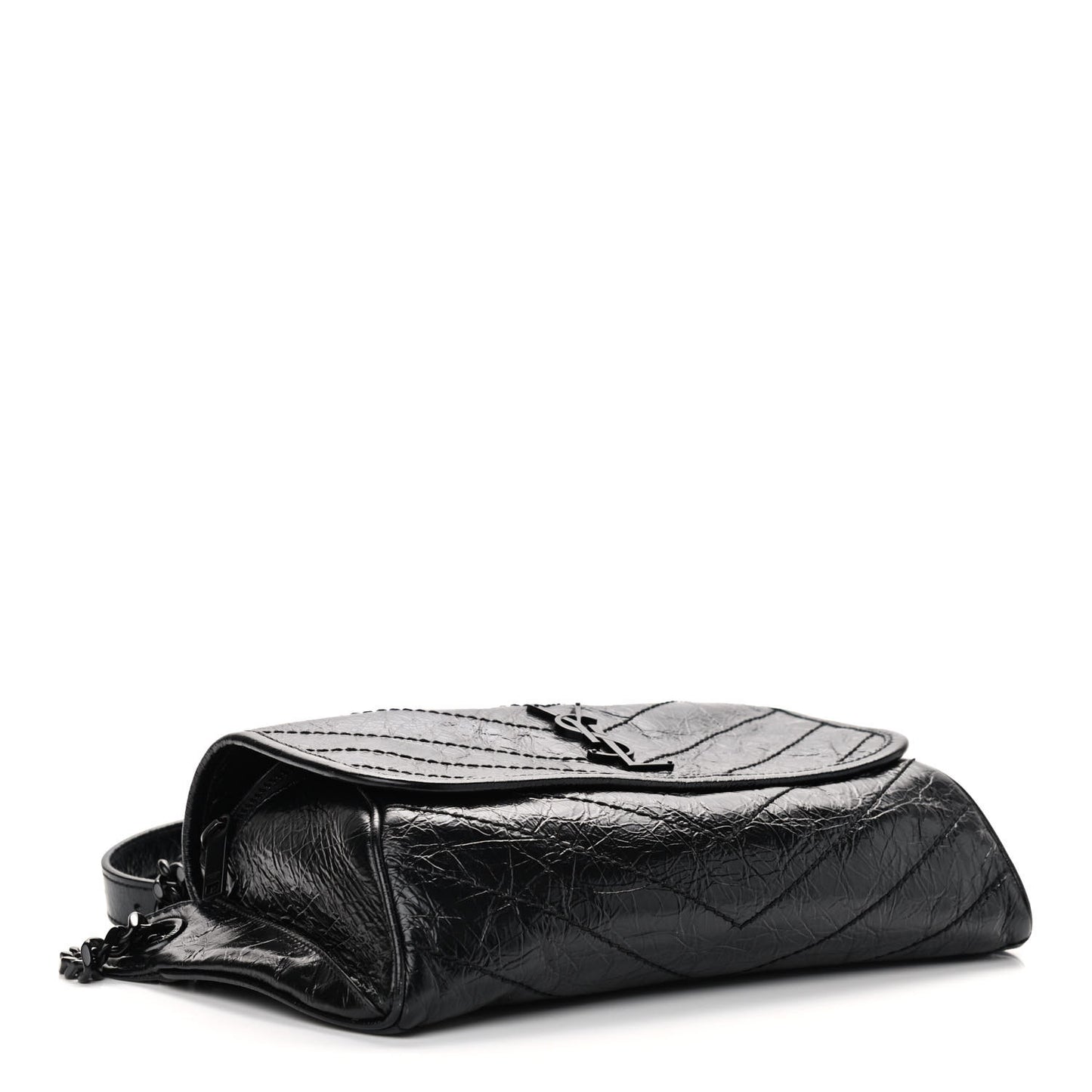 Crinkled Calfskin Matelasse Monogram Niki Body Bag Black