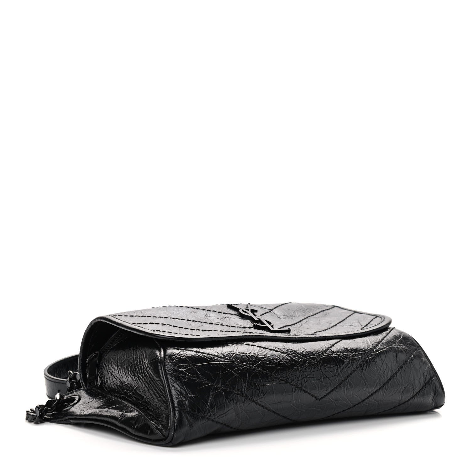 Saint Laurent Crinkled Calfskin Matelasse Monogram Niki Body Bag Black 4 of 9