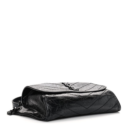 Saint Laurent Crinkled Calfskin Matelasse Monogram Niki Body Bag Black 4 of 9