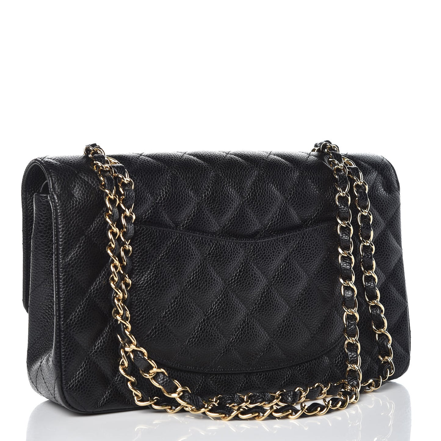Caviar Quilted Medium Double Flap Black
