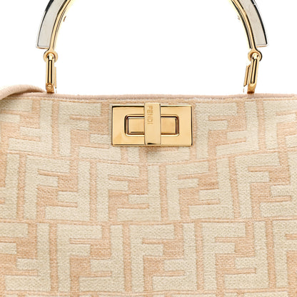 Fendi Chenille Suede Metal FF Small Peekaboo I SEE U Satchel Beige White 9 of 14