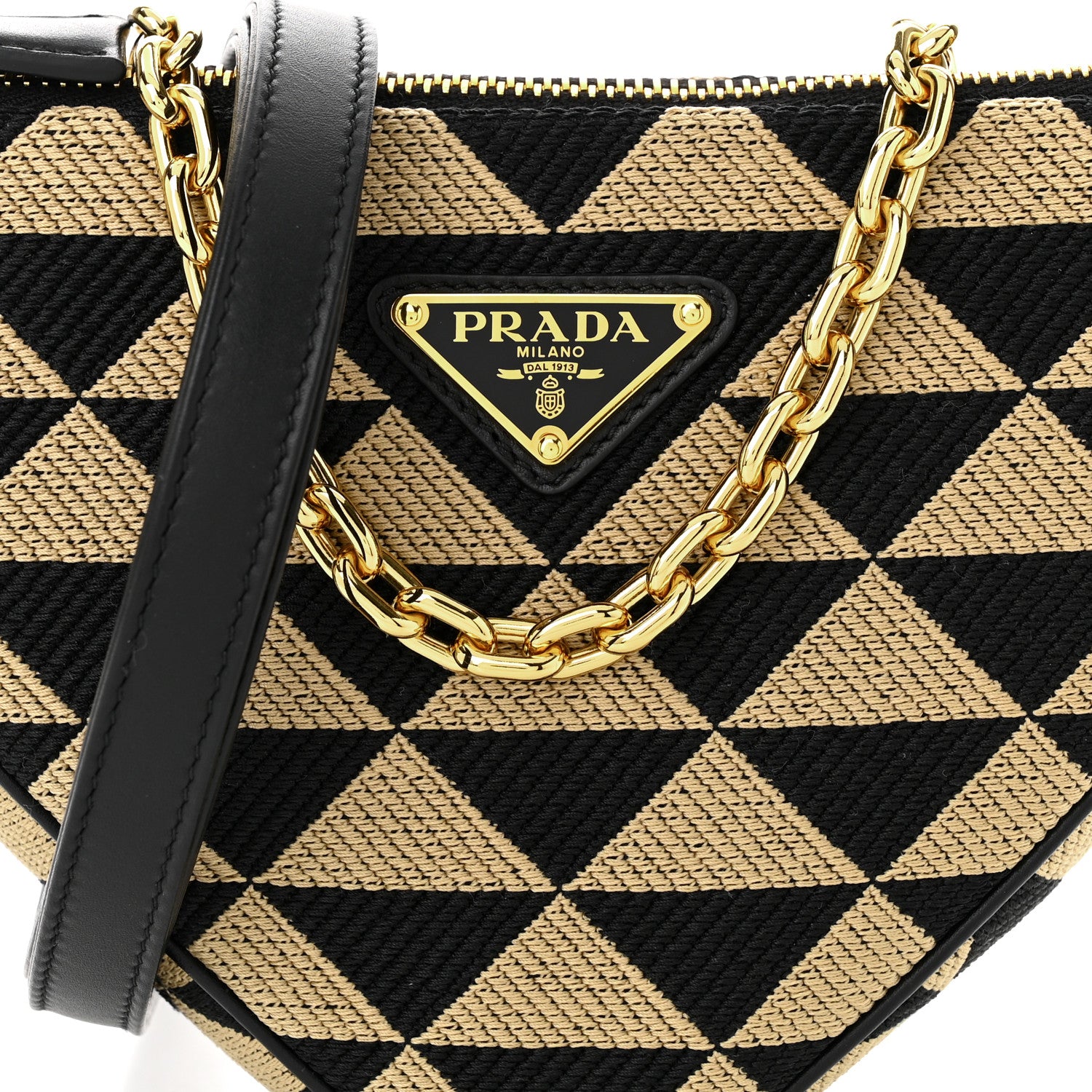 Prada Jacquard Triangolo Symbole Embroidered Mini Triangle Bag Black Corda 8 of 10
