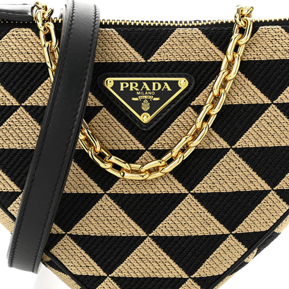 Prada Jacquard Triangolo Symbole Embroidered Mini Triangle Bag Black Corda 8 of 10